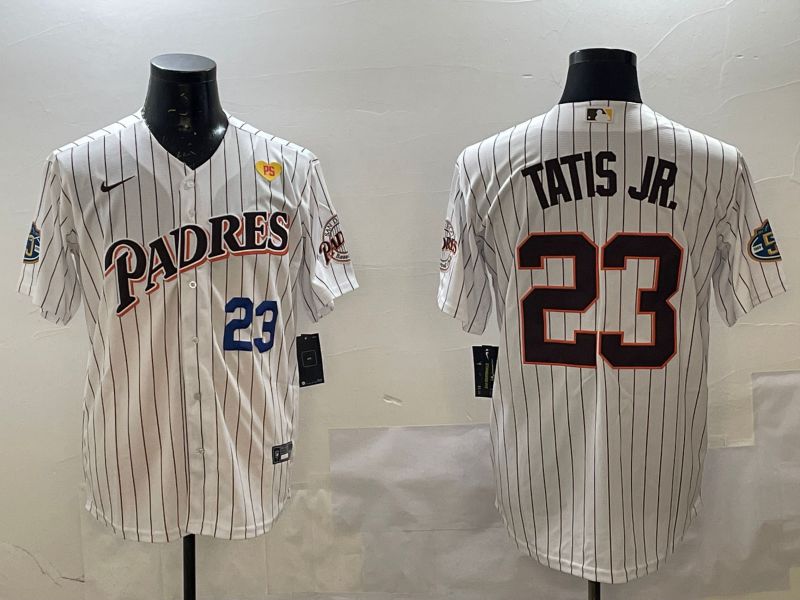Men San Diego Padres #23 Tatis jr White Stripe Throwback Game 2025 Nike MLB Jersey style 7